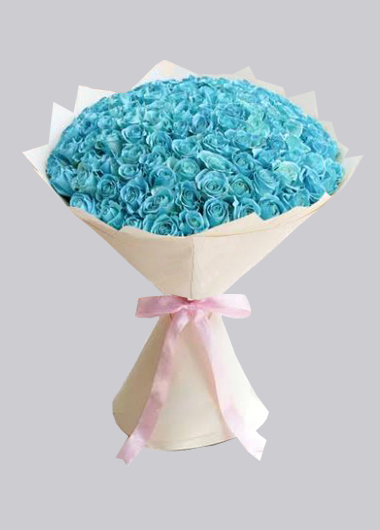 151 Painted Blue Roses Bouquet