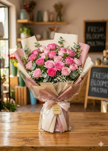 2 Dozen Pink Roses Bouquet
